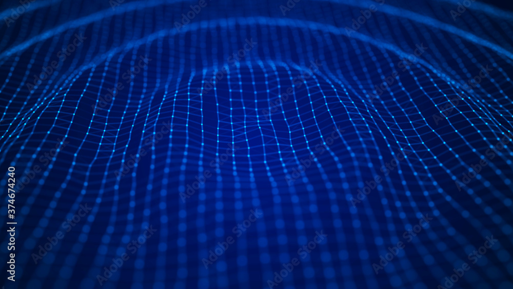 Poster wave 3d. wave of particles. abstract background with a dynamic wave. equalizer for music. big data v