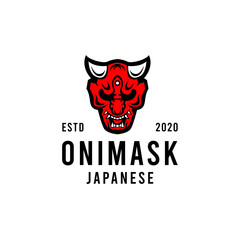 Oni Mask Japanese Premium Vector Logo illustration Devil Design