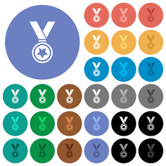 Medal with star round flat multi colored icons