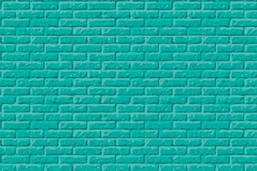 Teal wall background. Blue green brick texture. Light green color background stone wall. Urban cyan texture. Vector