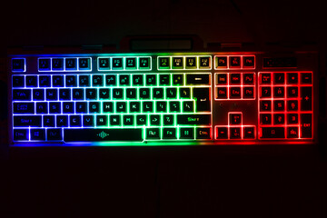 Keyboard Gamer with colorful backlight, modern computer. © MarcoAntonio