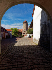 Schloss und Kirche in Lisberg, Gemeinde Lisberg, Landkreis Bamberg, Oberfranken, Franken, Bayern, Deutschland