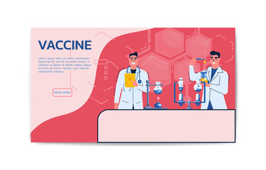 Scientist working in lab landing page template.