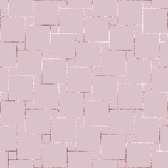Obraz premium Vector seamless pattern. Pink girly background. Texture glitter foil. Stylish geometric lines. Beauty rose gold pattern. Luxury marble effect. Beautiful trellis. Roses golden. Elegant design prints 