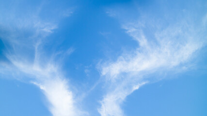 Blue sky and white fluffy cloud, natural scene for background.