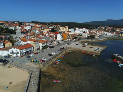 Palmeira, coastal village of Galicia,Spain. Aerial Drone Photo