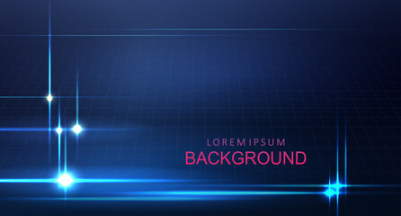 Abstraction composition with a gradient of blue shade, stripes with glitter chaotically drawn, silhouette of a thin mesh