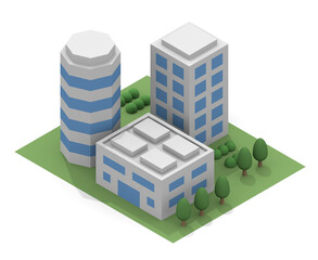 Fototapeta premium The buildings line up. Urban landscape. Business district buildings. isometric