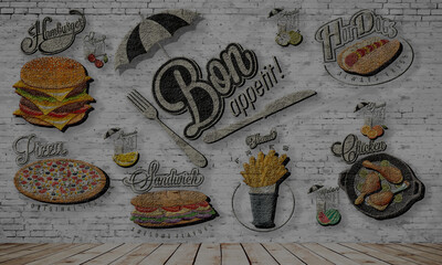 Fototapety  3d amazing food and beautifull background wall