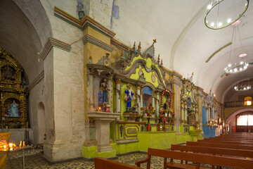 Fototapeta na wymiar Catholic church at Plaza de Armas in Chivay, Peru.