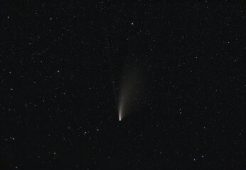 Comet Neowise with starry background, horizontal