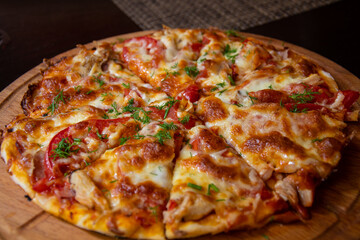 Delicious pizza on the table,ready to eat