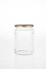 Glass bottle on white background isolated.