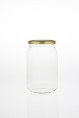 Glass bottle on white background isolated.