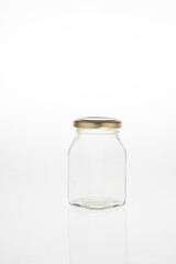 Glass bottle on white background isolated.