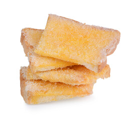 Biscuits with butter and sugar isolated on white background