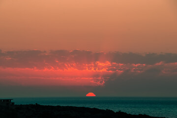 "Red" sunset on Chios Island, Greece.