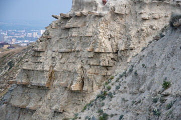 Summer landscape on the mountain and the sea. Anapa, Russia.