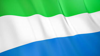The flag of Sierra Leone. Waving silk flag of Sierra Leone. High quality render. 3D illustration