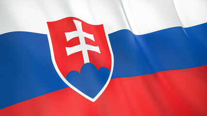 The flag of Slovakia. Waving silk flag of Slovakia. High quality render. 3D illustration
