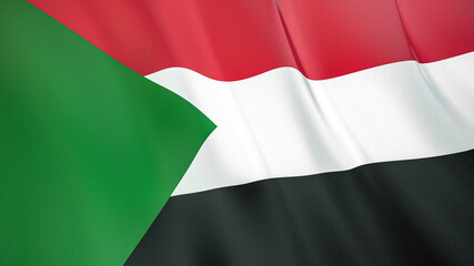 The flag of Sudan. Waving silk flag of Sudan. High quality render. 3D illustration