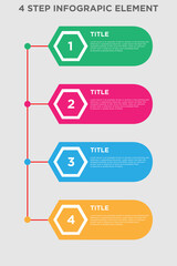 WebInfographic element with icons and 4 options or steps. Can be used for process, presentation, diagram, workflow layout, info graph, web design. Vector illustration.