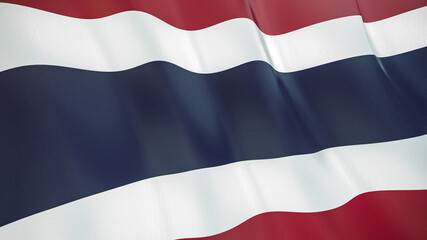 The flag of Thailand. Waving silk flag of Thailand. High quality render. 3D illustration