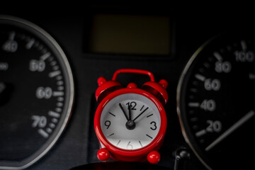 car dashboard alarm clock, car maintenance concept