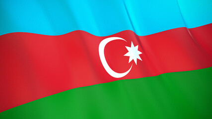 The flag of Azerbaijan. Waving silk flag of Azerbaijan. High quality render. 3D illustration