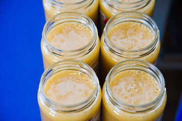 Jars full of organic honey