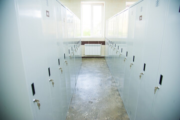 An empty locker room in the sports club, school, section