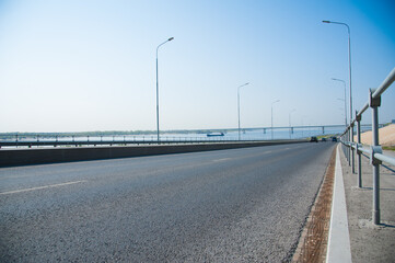 Panoramic skyline with cars on the road