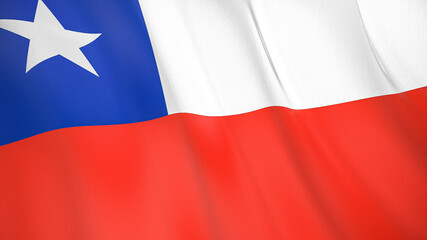 The flag of Chile. Waving silk flag of Chile. High quality render. 3D illustration