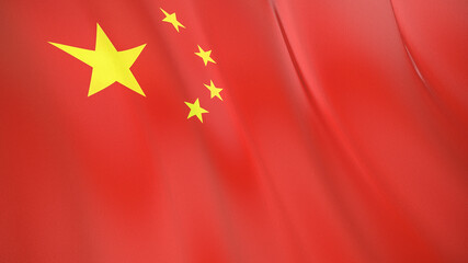 The flag of China. Waving silk flag of China. High quality render. 3D illustration