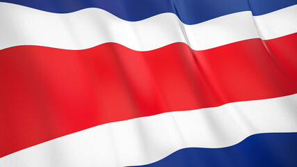 Naklejka premium The flag of Costa Rica. Waving silk flag of Costa Rica. High quality render. 3D illustration