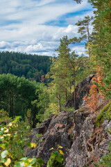 Obraz premium Khiitolskie Rocks in the Republic of Karelia in early autumn. Northern Russia landscape