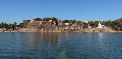 Fototapeta na wymiar Maheshwar Situated on the banks of river Narmada in madhya pradesh,India.