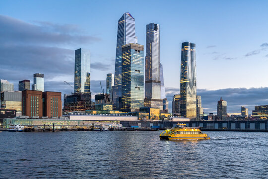 Modern skyscraper buildings at Hudson Yards, New York City, USA