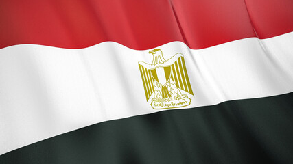 The flag of Egypt. Waving silk flag of Egypt. High quality render. 3D illustration