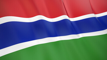 The flag of Gambia. Waving silk flag of Gambia. High quality render. 3D illustration