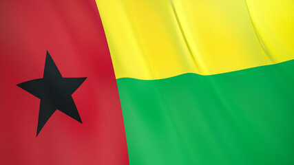 The flag of Guinea Bissau. Waving silk flag of Guinea Bissau. High quality render. 3D illustration