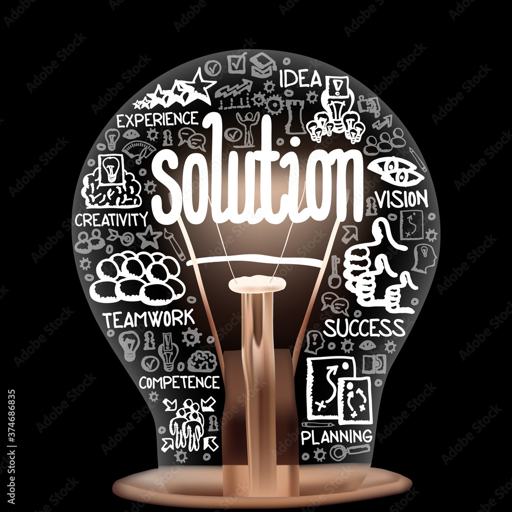 Wall mural light bulb with solution concept