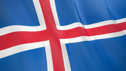 The flag of Iceland. Waving silk flag of Iceland. High quality render. 3D illustration