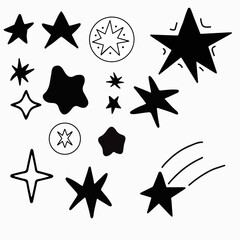 Set of shiny star icons in different style