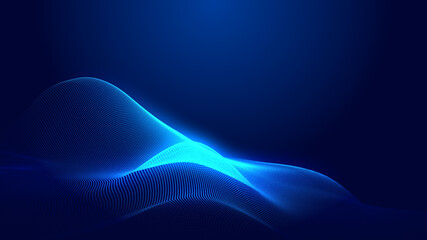 Dot blue wave light screen gradient texture background. Abstract  technology big data digital background. 3d rendering.