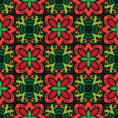 Fototapeta premium Ornamental mandala design abstract background. Seamless pattern