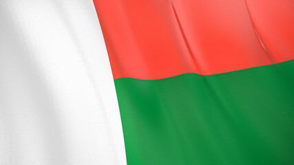 The flag of Madagascar. Waving silk flag of Madagascar. High quality render. 3D illustration