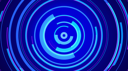 Circle blue neon light technology Hi-tech dark background. Abstract graphic digital future concept design.