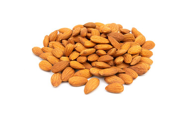 Nuts almonds on a white background