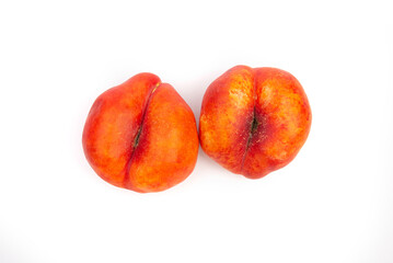 Flat peach on a white background. Top view.